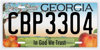 GA license plate CBP3304