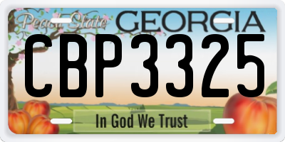 GA license plate CBP3325