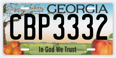 GA license plate CBP3332