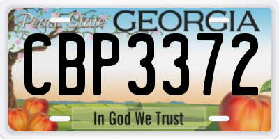 GA license plate CBP3372