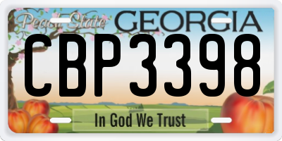 GA license plate CBP3398
