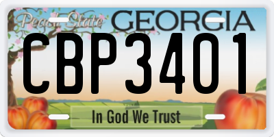 GA license plate CBP3401