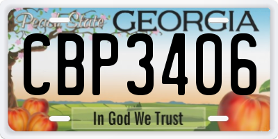 GA license plate CBP3406