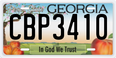 GA license plate CBP3410