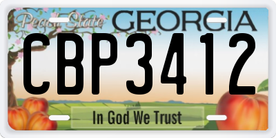 GA license plate CBP3412