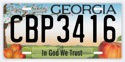 GA license plate CBP3416