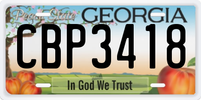 GA license plate CBP3418