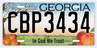 GA license plate CBP3434