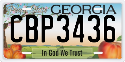 GA license plate CBP3436