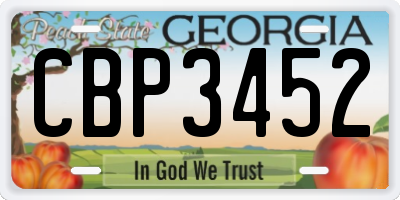 GA license plate CBP3452