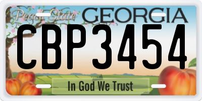 GA license plate CBP3454
