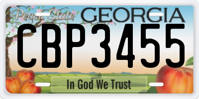 GA license plate CBP3455