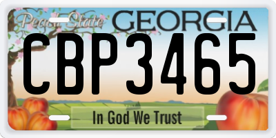 GA license plate CBP3465