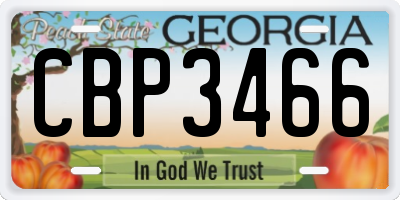 GA license plate CBP3466