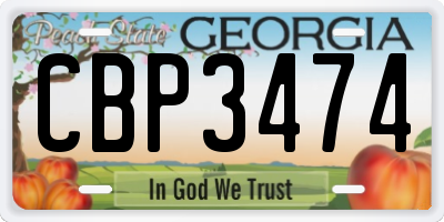 GA license plate CBP3474