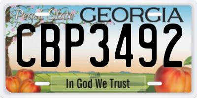 GA license plate CBP3492