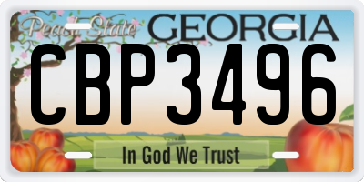 GA license plate CBP3496