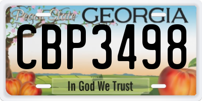 GA license plate CBP3498