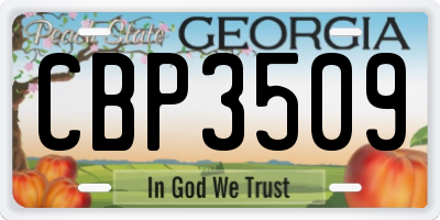 GA license plate CBP3509