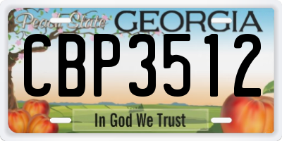 GA license plate CBP3512