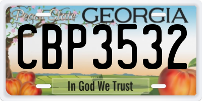 GA license plate CBP3532