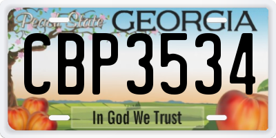 GA license plate CBP3534