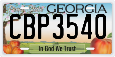 GA license plate CBP3540