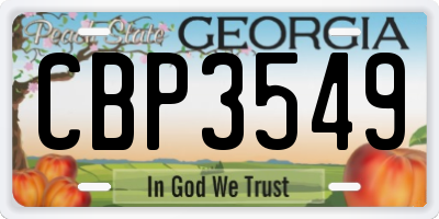 GA license plate CBP3549