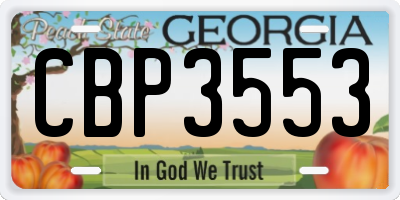 GA license plate CBP3553
