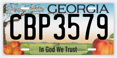 GA license plate CBP3579