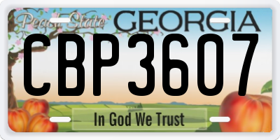 GA license plate CBP3607