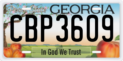 GA license plate CBP3609