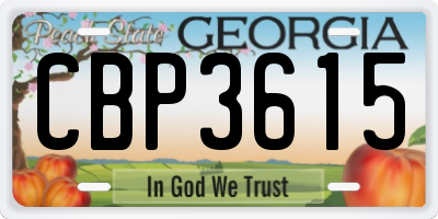 GA license plate CBP3615