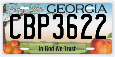 GA license plate CBP3622
