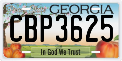 GA license plate CBP3625