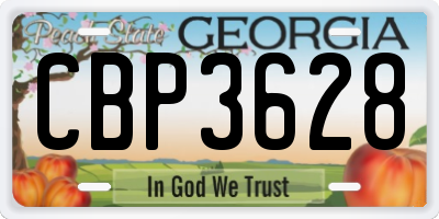 GA license plate CBP3628