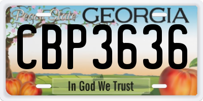 GA license plate CBP3636
