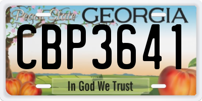 GA license plate CBP3641