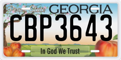 GA license plate CBP3643
