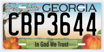 GA license plate CBP3644