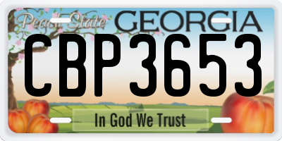 GA license plate CBP3653