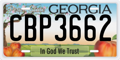 GA license plate CBP3662