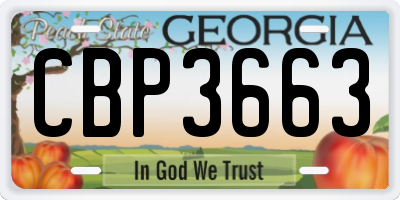 GA license plate CBP3663