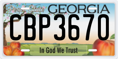 GA license plate CBP3670