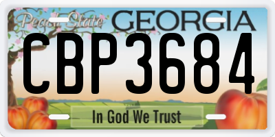 GA license plate CBP3684