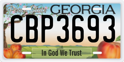 GA license plate CBP3693