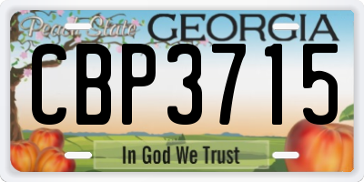 GA license plate CBP3715