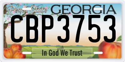 GA license plate CBP3753