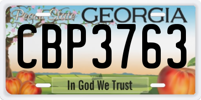 GA license plate CBP3763