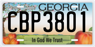 GA license plate CBP3801